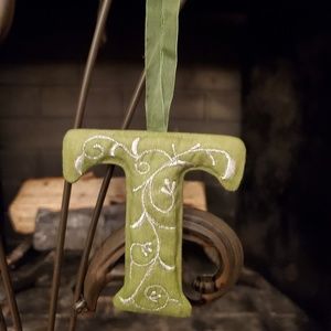 Hand Embroidered Letter Ornament- "T"